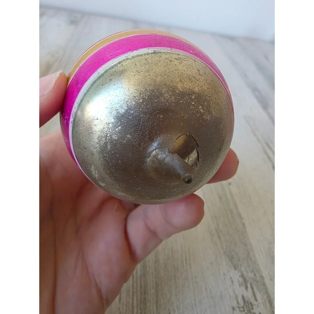Vintage Japan teardrop rainbow AS IS striped gold pink ornament Xmas tree
